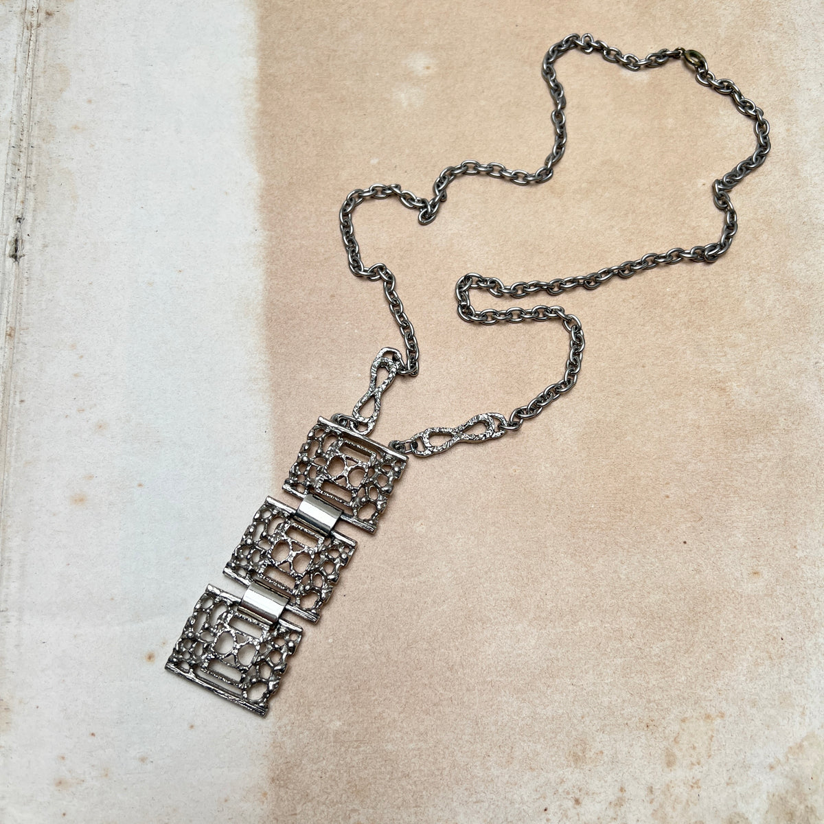Vintage Brutaismus Halskette silber Skandinavien Wearable Art Stil