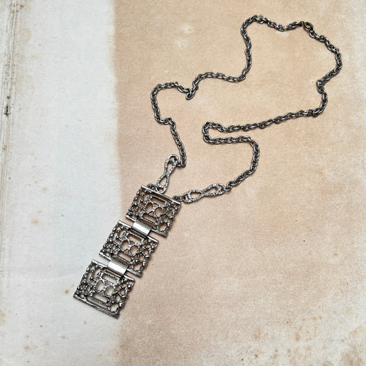 Vintage Brutaismus Halskette silber Skandinavien Wearable Art Stil