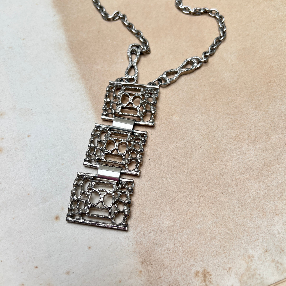Vintage Brutaismus Halskette silber Skandinavien Wearable Art Stil
