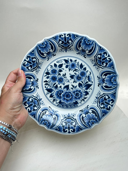 Vintage Delft Wandteller 24 cm Blau Weiß Blumen Keramik Maritim Holland