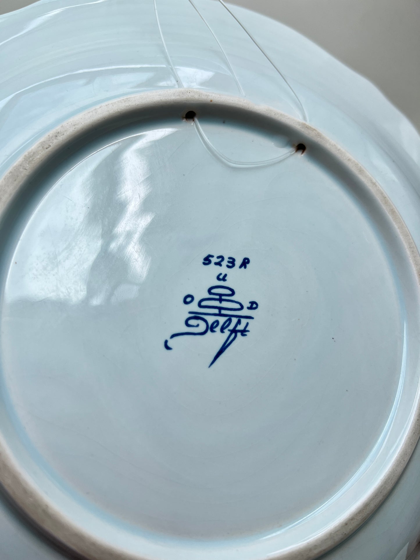 Vintage Delft Wandteller 24 cm Blau Weiß Blumen Keramik Maritim Holland