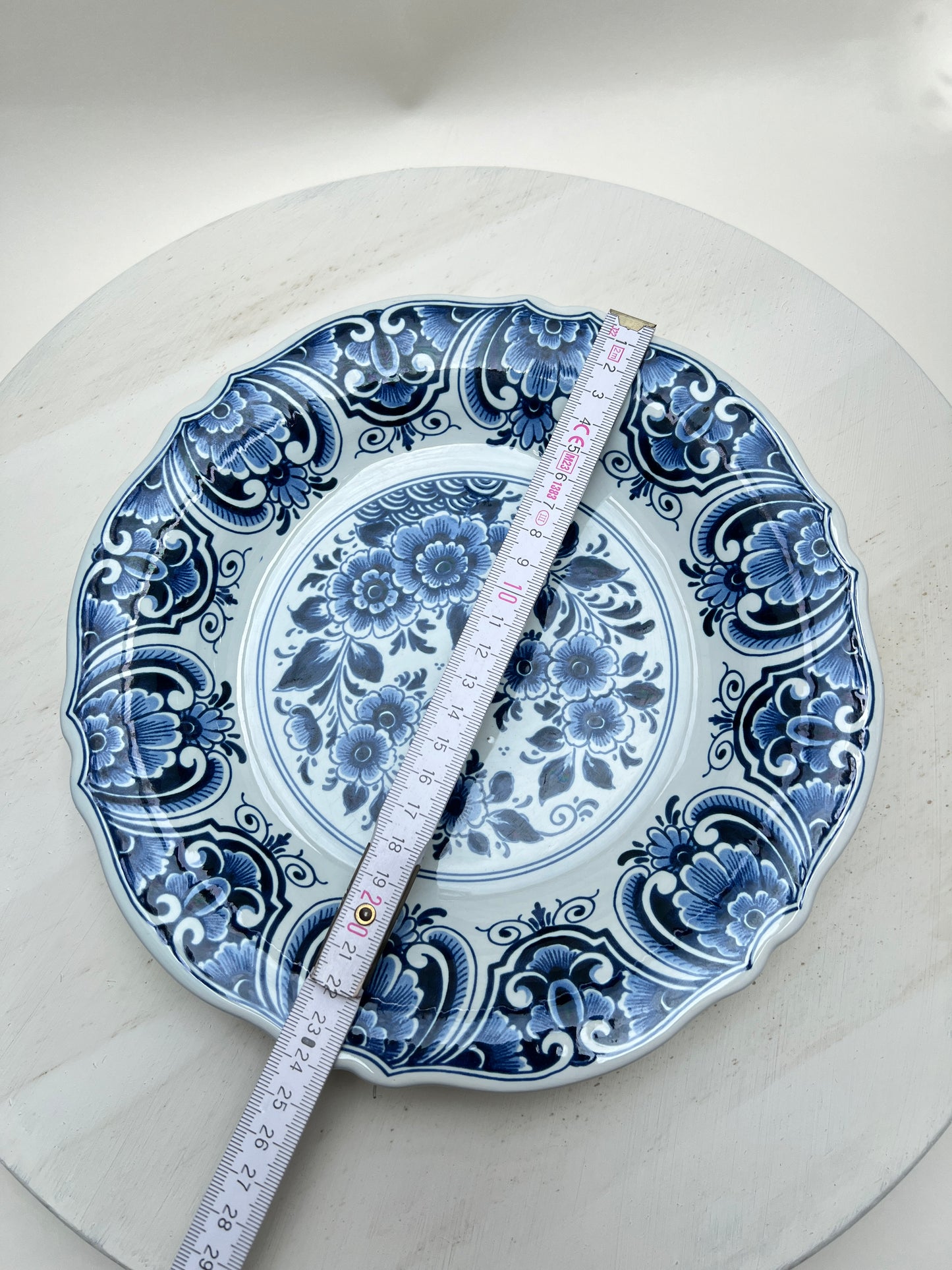 Vintage Delft Wandteller 24 cm Blau Weiß Blumen Keramik Maritim Holland