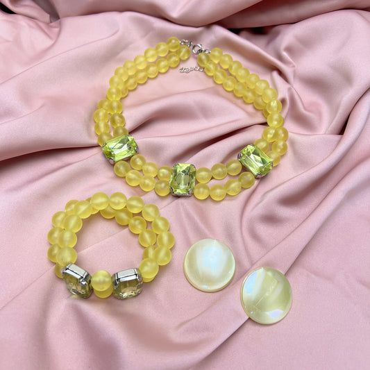 Vintage Deadstock Y2K Kawaii Candy Pop Barbiecore Schmuck Set Gelb