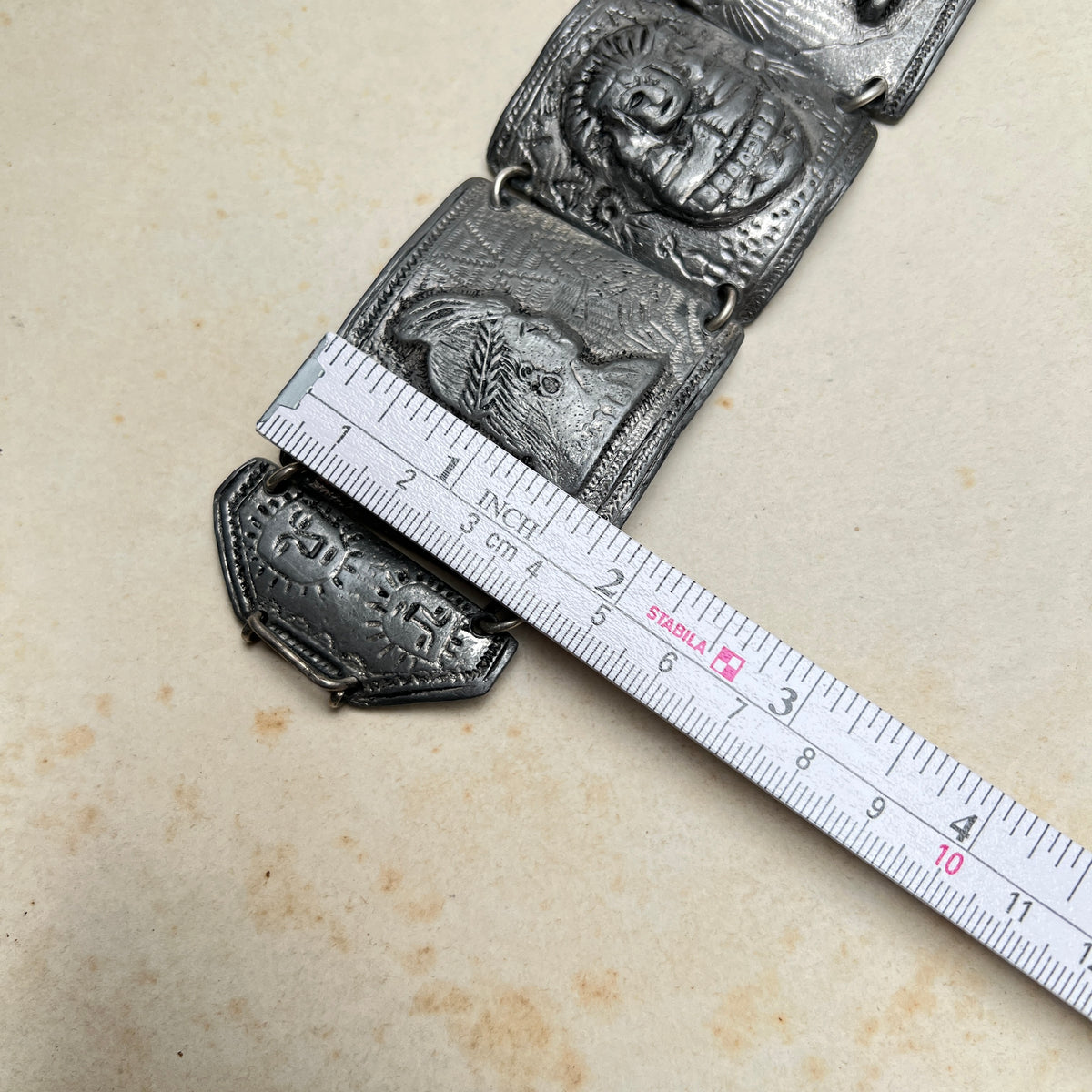 Vintage Panel Armband Zinn Peruanisch präkolumbianisch Ethno indigener Schmuck Südamerika