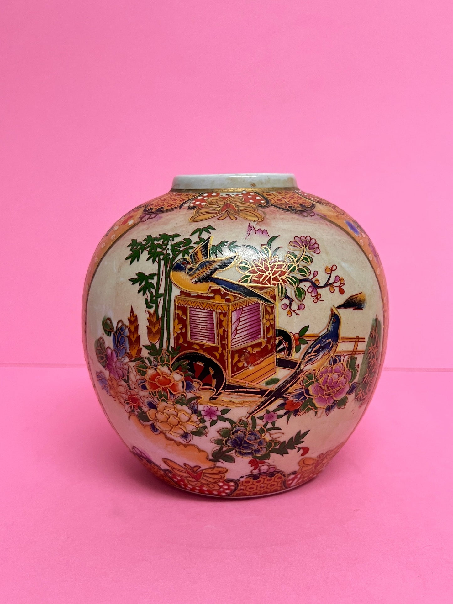 Kleine Vintage Satsuma Vase japanische Chinoiserie Blumenvase