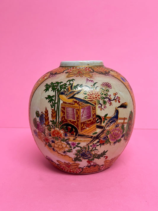 Kleine Vintage Satsuma Vase japanische Chinoiserie Blumenvase