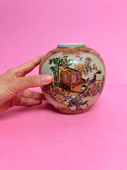 Kleine Vintage Satsuma Vase japanische Chinoiserie Blumenvase