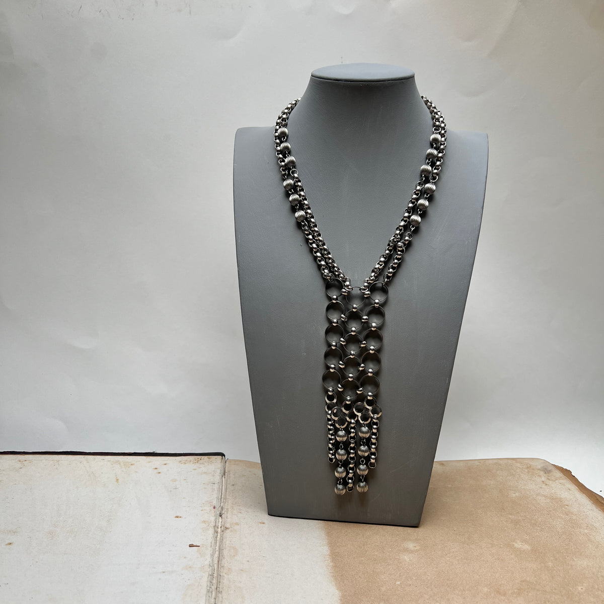 Vintage Space Age Maille Y-Halskette Kettenhemd Optik