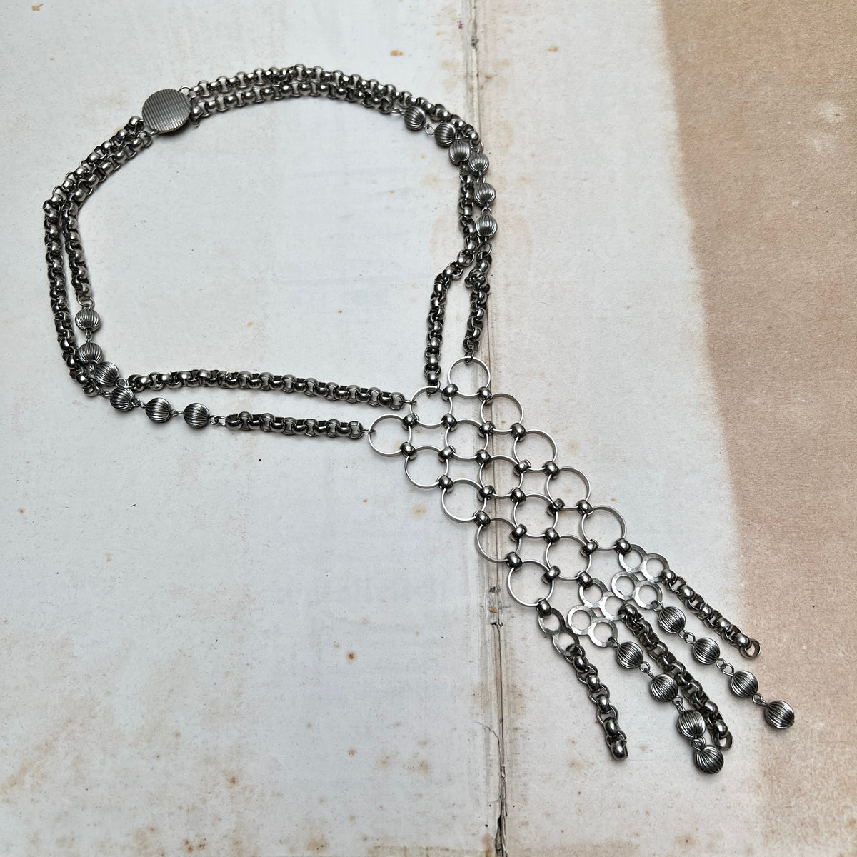 Vintage Space Age Maille Y-Halskette Kettenhemd Optik