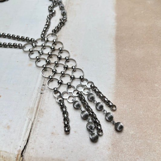 Vintage Space Age Maille Y-Halskette Kettenhemd Optik