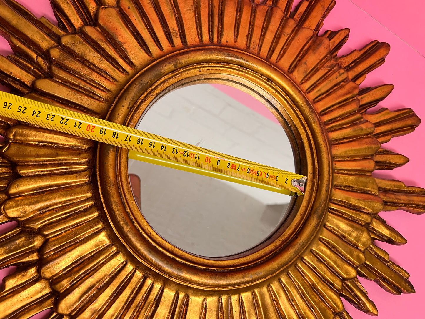 Vintage Sonnenspiegel Gold 50 cm Sunburst Wandspiegel Mid Century Hollywood Regency Spiegel