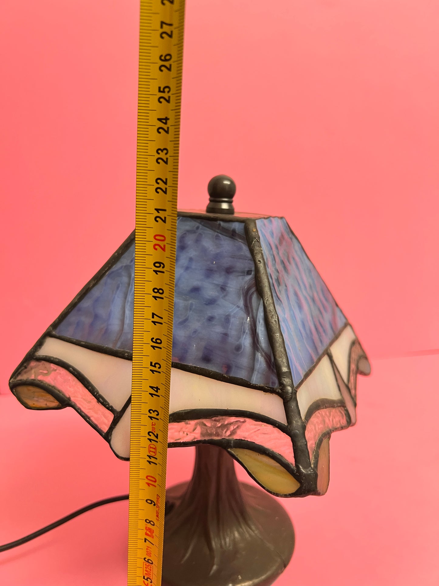 Vintage Tiffany Stil Tischlampe Blau – Bleiverglasung Buntglas– Jugendstil Tischleuchte – Honsel Art Deco