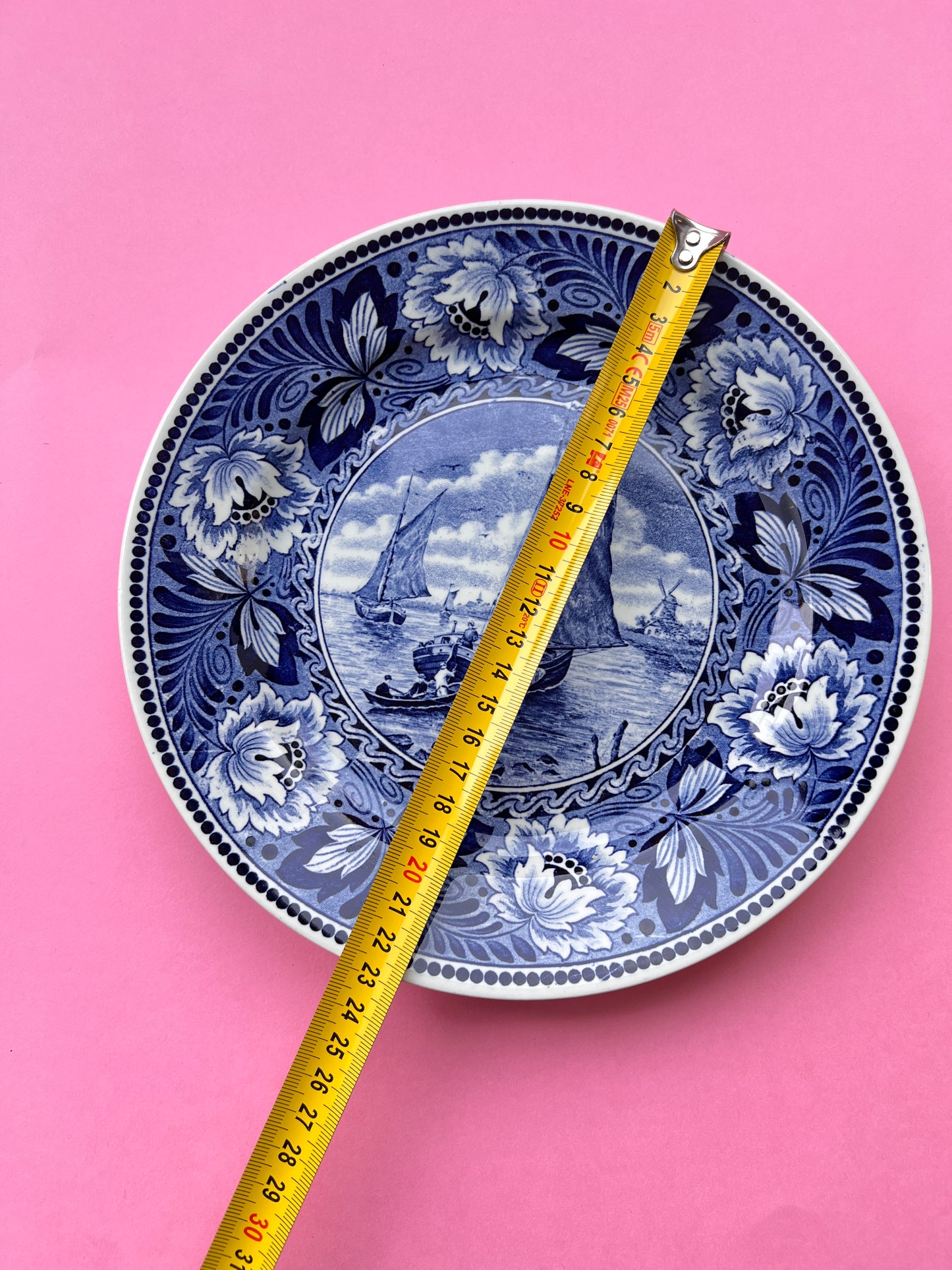 Vintage Hollandia Wandteller Delft Blau Segelschiffe | Société Céramique Maastricht Holland | Keramik Zierteller 25 cm